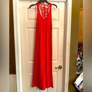Ladies red racerback maxi dress M